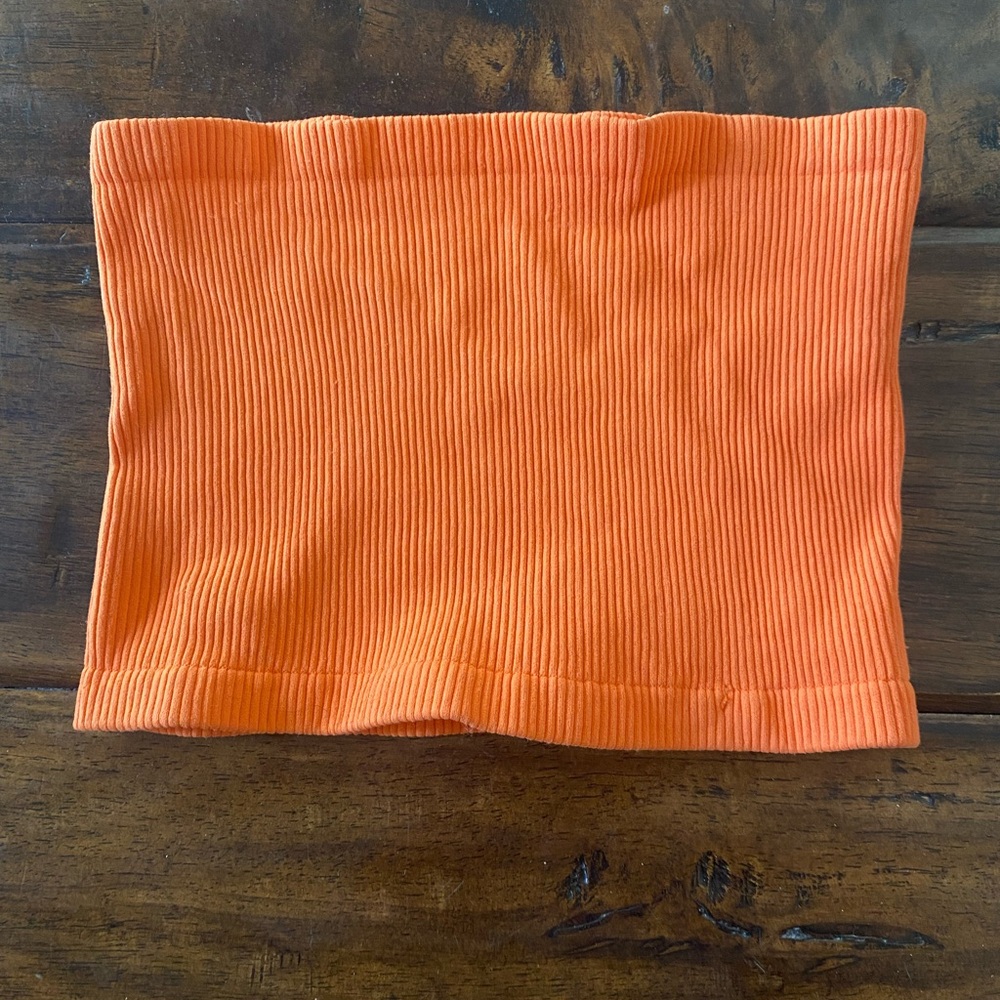 Orange Ribbed Tube Top